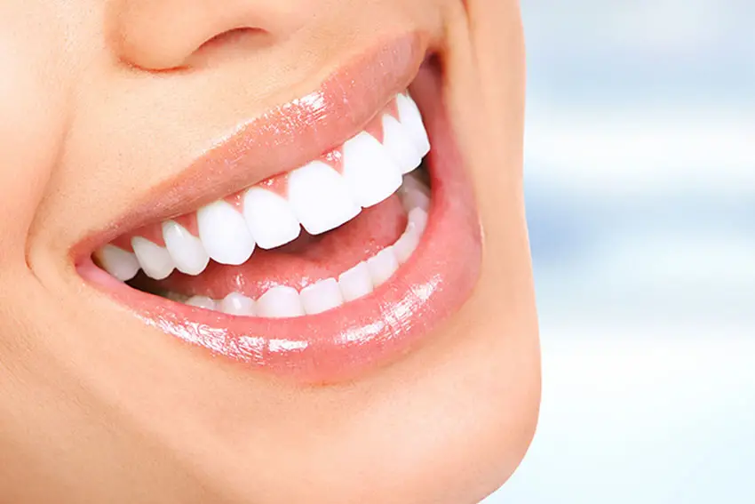 Photo of a woman's white teeth